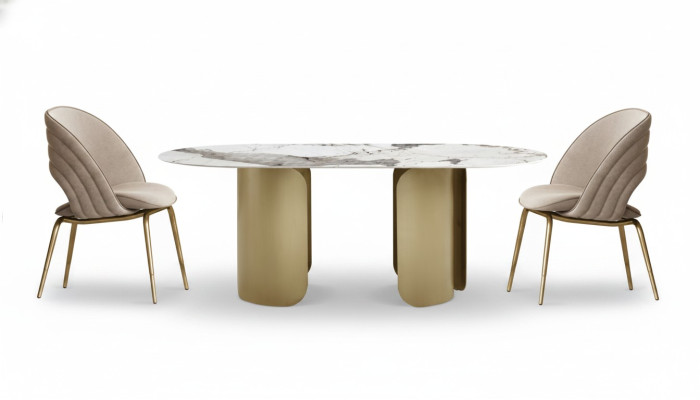 Ensemble de salle à manger exclusif composé de 5 pièces. Table à manger + 4 chaises de luxe.