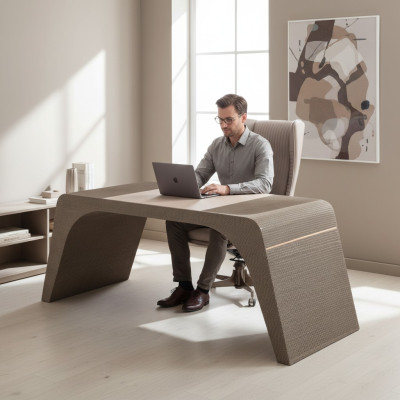 Salle d'étude bureau bureau de luxe avec chaise d'ordinateur meubles de bureau moderne en beige