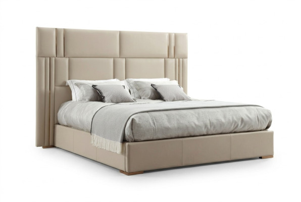 Chambre de luxe Lit Meubles de designer Lit double Blanc Textile Bois neuf