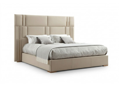 Chambre de luxe Lit Meubles de designer Lit double Blanc Textile Bois neuf