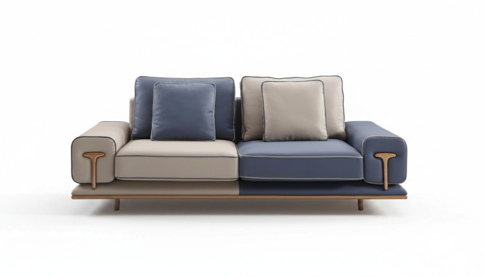 Sofa de salon de luxe 3 places Canapé rembourré de design de siège en textile Moderne