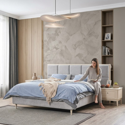 Ensemble de chambre à coucher design Lit + 2x Tables de chevet Lit double de luxe
