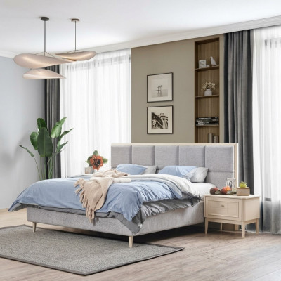 Ensemble de chambre à coucher design Lit + 2x Tables de chevet Lit double de luxe
