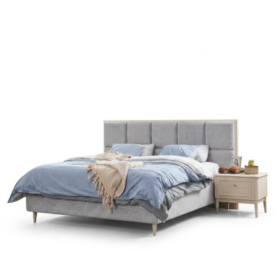 Ensemble de chambre à coucher design Lit + 2x Tables de chevet Lit double de luxe