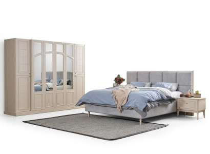Ensemble de chambre de luxe Complet Lit 2x Table de chevet Armoire Moderne 4 pièces