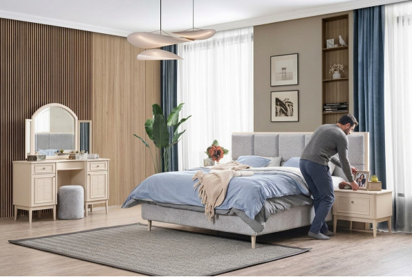 Ensemble complet de meubles de chambre à coucher Lit 2x Table de chevet Coiffeuse 4 pièces nouveau