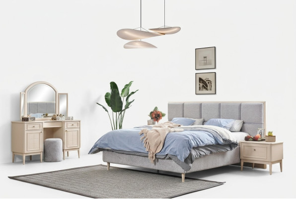 Ensemble complet de meubles de chambre à coucher Lit 2x Table de chevet Coiffeuse 4 pièces nouveau