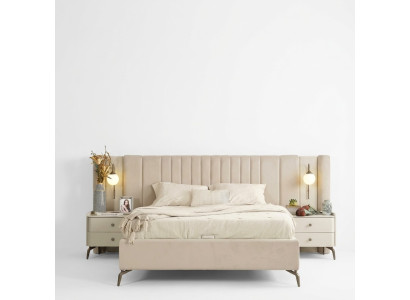 Chambre de luxe Lit et 2 tables de chevet à 3 pièces. Ensemble de meubles design