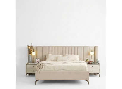 Chambre de luxe Lit et 2 tables de chevet à 3 pièces. Ensemble de meubles design