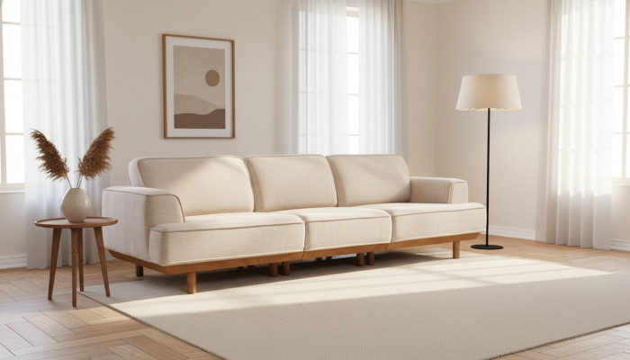 Canapé rembourré blanc Salon 4 places Canapé luxueux Meubles de designer