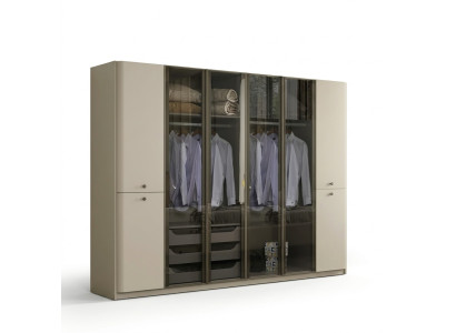 Armoire en verre blanc brillant, armoires design pour chambre, meubles en bois