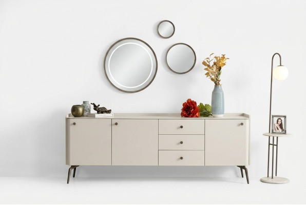 Chariot de salle à manger design blanc luxueux, buffet élégant