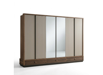 Armoire de chambre beige, designer, armoire en bois, meuble noble, neuf