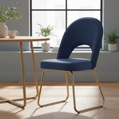 Salle à manger bleue, 6x chaises en bois, fauteuils de luxe, mobilier de salon 6 pièces. Neuf.