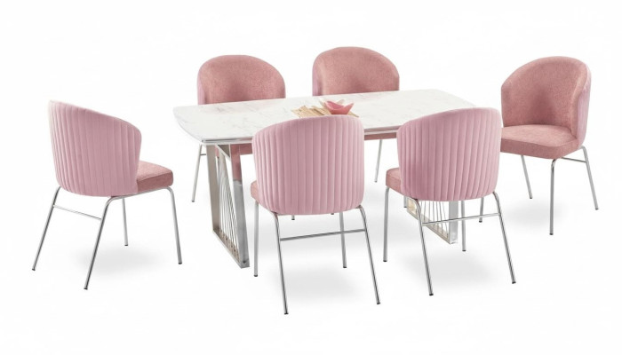 Groupe de salle à manger Table à manger 6x chaises Table moderne Meubles de luxe Salle à manger 7 pièces