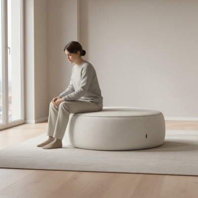 Tabouret rembourré de luxe blanc Tabouret rond Siège de meubles Meubles de designer élégants