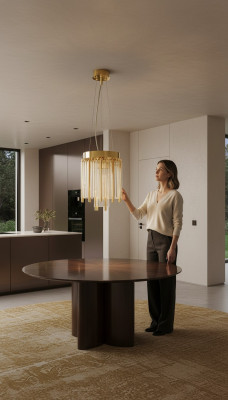 Lustre moderne suspendu de style nouveau pour salon en verre.
