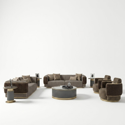Ensemble de canapé 4 pièces en tissu, canapé trois places, fauteuil rembourré neuf, canapé deux places.
