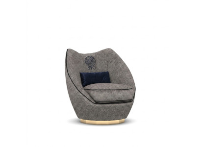 Fauteuil gris de luxe en tissu d'ameublement pour le salon Mobilier rembourré Moderne Ameublement