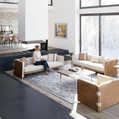Ensemble de canapés de luxe 2x canapés trois places Canapés fauteuils modernes Mobilier de salon