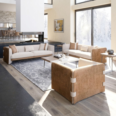 Ensemble de canapés de luxe 2x canapés trois places Canapés fauteuils modernes Mobilier de salon