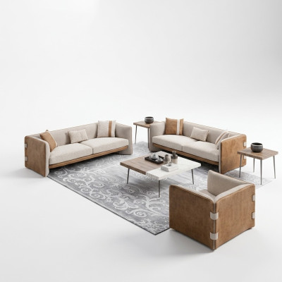 Ensemble de canapés de luxe 2x canapés trois places Canapés fauteuils modernes Mobilier de salon