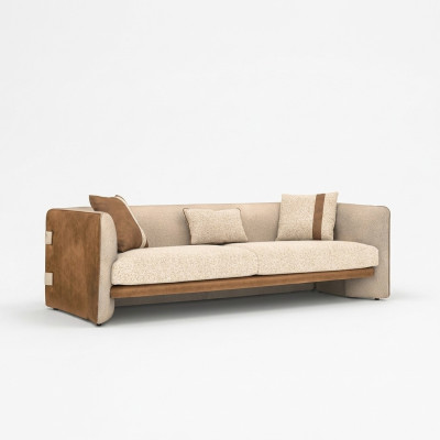 Sofa beige Luxe canapé trois places Mobilier moderne Mobilier rembourré Textile