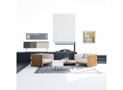 Ensemble de salon 3 pièces 2x Fauteuil beige Mobilier rembourré Luxueux Table basse en bois