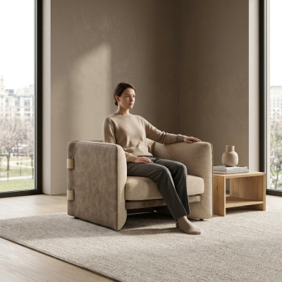 Fauteuil Tissu d'ameublement Moderne Salon Design de siège Fauteuil rembourré Ameublement.