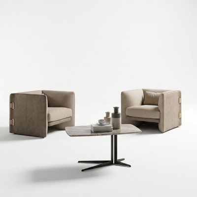 2x fauteuil avec table basse Salon Mobilier complet Design Ameublement Suite
