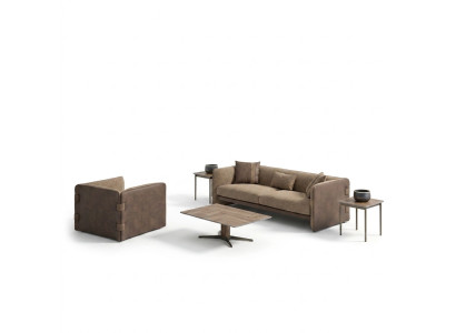 Salon complet canapé trois places mobilier rembourré Fauteuil Design Table basse