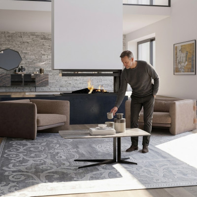 Ensemble de 2 fauteuils design modernes avec revêtement en tissu de luxe pour salon, table basse nouvelle