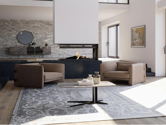 Ensemble de 2 fauteuils design modernes avec revêtement en tissu de luxe pour salon, table basse nouvelle