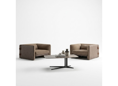 Ensemble de 2 fauteuils design modernes avec revêtement en tissu de luxe pour salon, table basse nouvelle