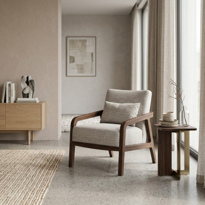 Fauteuil en bois de luxe Salon textile Mobilier rembourré Conception Ameublement nouveau