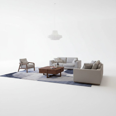 Salon Ensemble de canapés gris 2x Canapés Deux places Fauteuil Design Mobilier de luxe