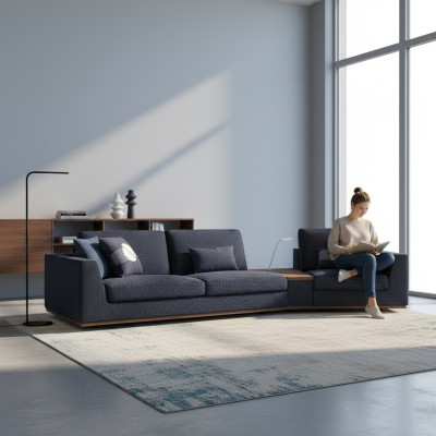 Moderne canapé trois places bleu - Design élégant de canapé - Meubles de salon modernes, neufs