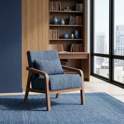 Conception de fauteuil moderne Mobilier de salon Canapé en tissu bleu Textile neuf