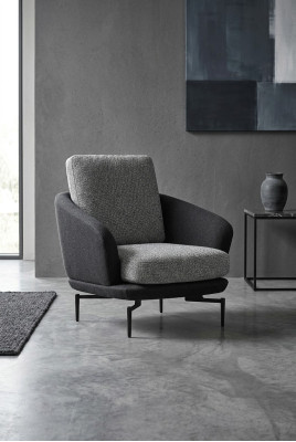 Fauteuil gris Luxe Meubles rembourrés Design de salle de séjour Fauteuil rembourré en textile neuf