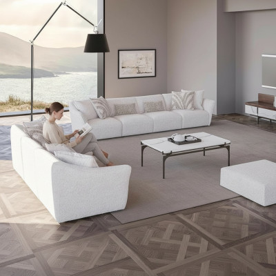 Luxe Blanc Canapé 2 Places Quatre Places Table Basse Salon Moderne Ameublement Textile