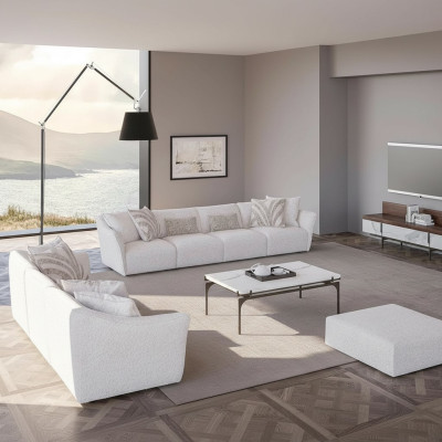 Luxe Blanc Canapé 2 Places Quatre Places Table Basse Salon Moderne Ameublement Textile