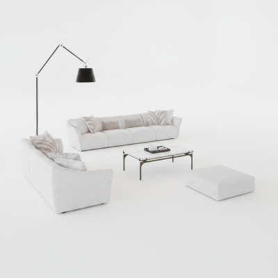 Luxe Blanc Canapé 2 Places Quatre Places Table Basse Salon Moderne Ameublement Textile