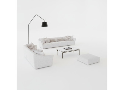 Luxe Blanc Canapé 2 Places Quatre Places Table Basse Salon Moderne Ameublement Textile