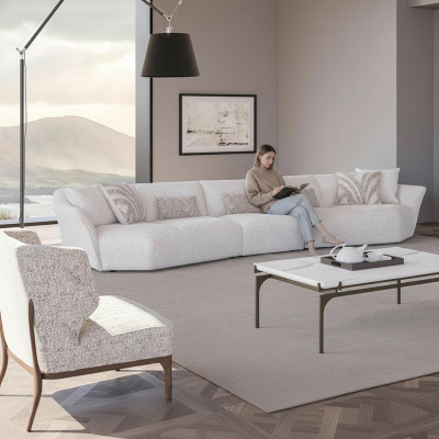 Luxe Set Canapé 2 pièces Salon Cinq places Canapé en textile Mobilier Table basse