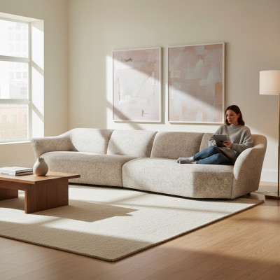 Canapé moderne 4 places Sofa Upholstered Salle de séjour Tissu Meubles nouveaux