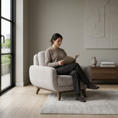 Fauteuil design de luxe Drau Salon Meubles rembourrés Rembourrage Tissu Textile Ameublement neuf