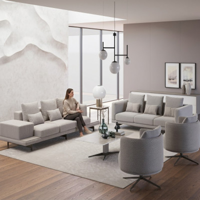 Ensemble complet de 6 pièces 2x canapé trois places neuf 2x fauteuil de luxe table basse pour le salon