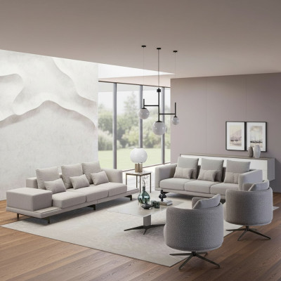 Ensemble complet de 6 pièces 2x canapé trois places neuf 2x fauteuil de luxe table basse pour le salon