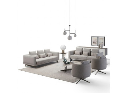 Mobilier rembourré Complet 2x Canapé Trois places Canapé salon Fauteuil Tissu d'ameublement