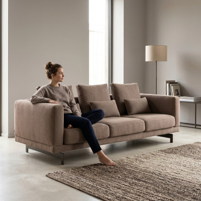 Salon Marron Canapé trois places de luxe Tissu de design mobilier rembourré